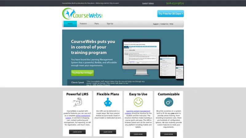 Homepage of CourseWebs.com