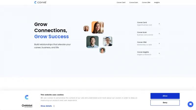 Homepage of Covve