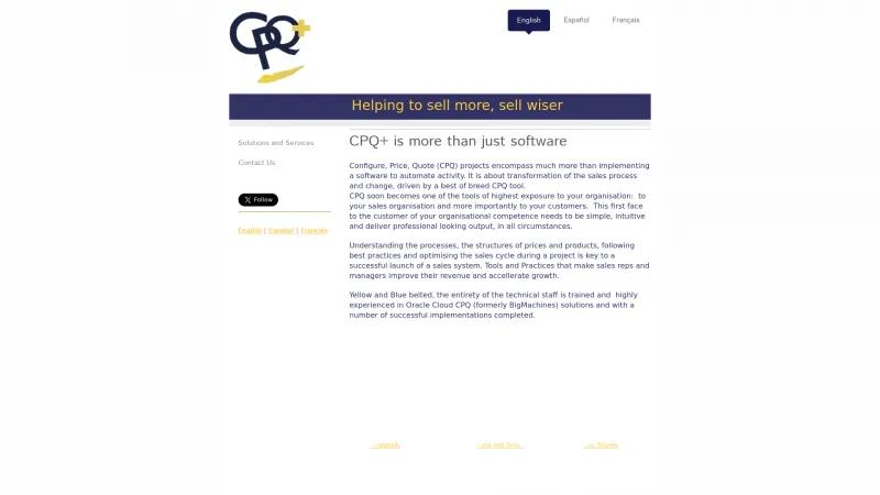 Homepage of CPQ+