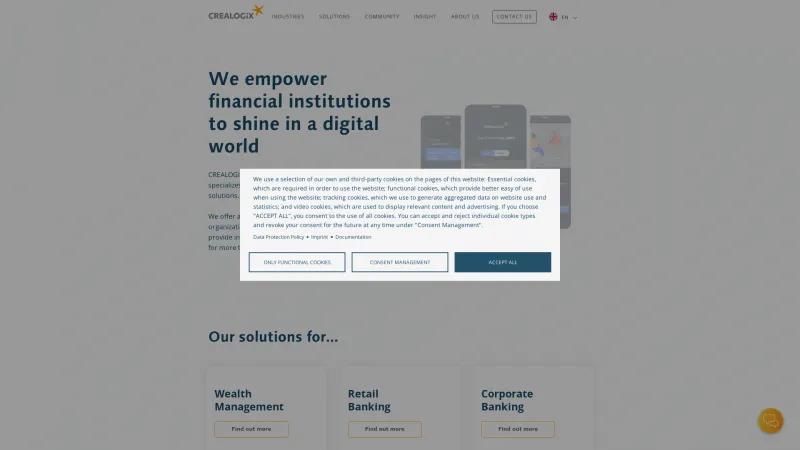 Homepage of CREALOGIX Digital Hub