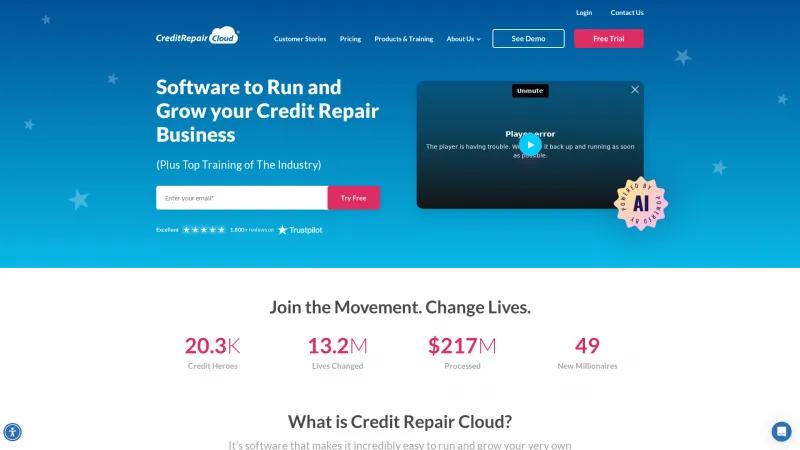 Homepage of Credit Repair Cloud