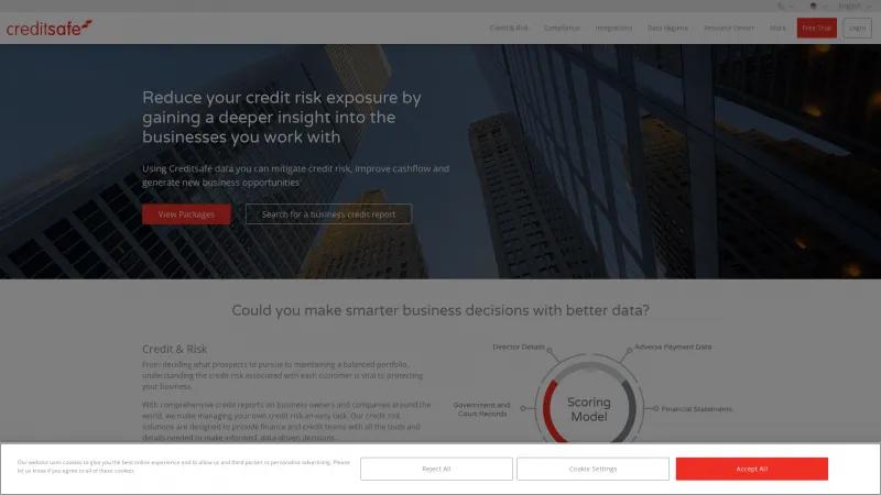 Homepage of Creditsafe