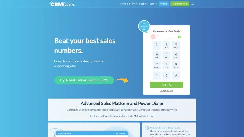 Homepage of CRMDialer