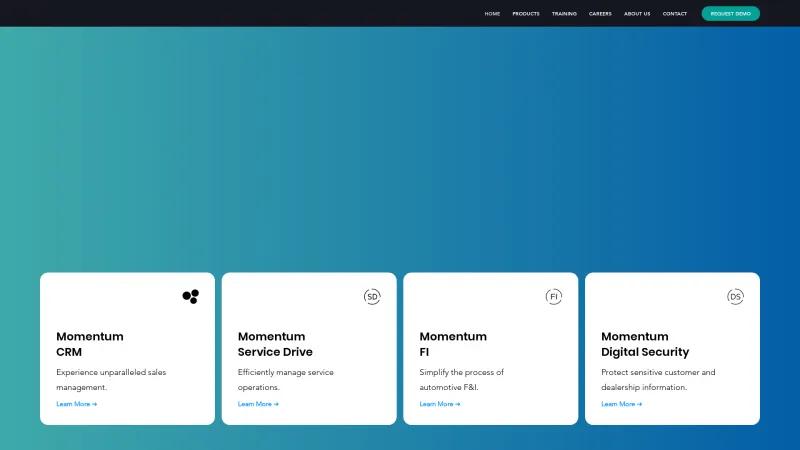 Homepage of Momentum CRM