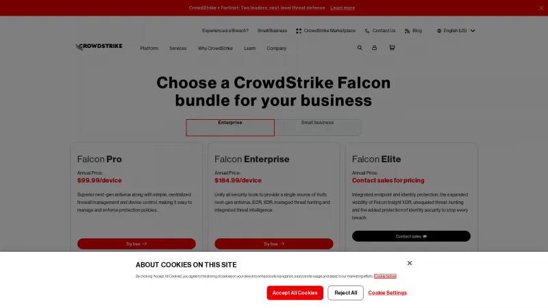 Homepage of CrowdStrike Falcon