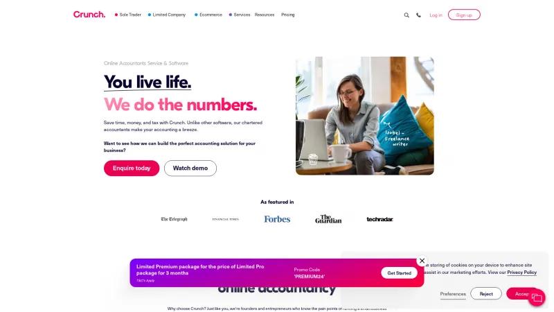 Homepage of Crunch Accounting