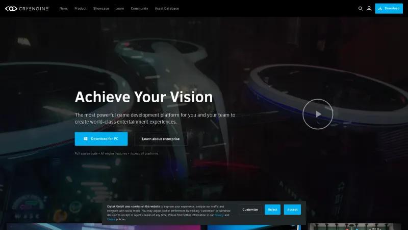 Homepage of CRYENGINE