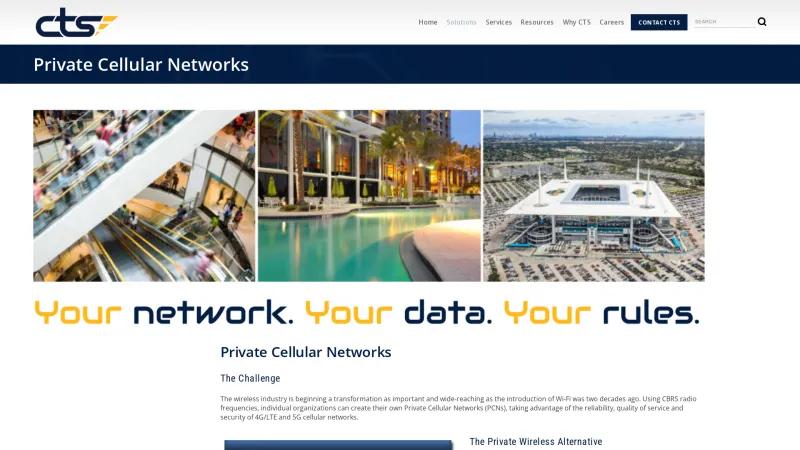 Homepage of CTS CBRS/Private LTE