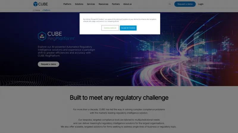 Homepage of CUBE RegPlatform