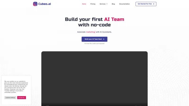 Homepage of Cubeo AI