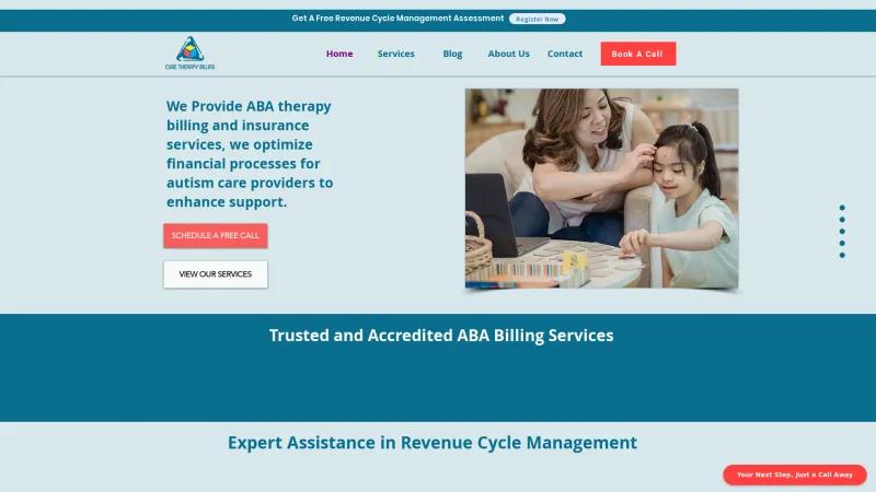 Homepage of Cube Therapy Billing