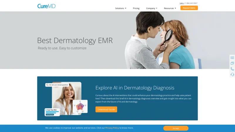 Homepage of CureMD Dermatology EHR