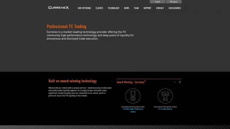 Homepage of Currenex