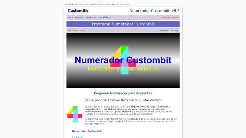 Homepage of Numerador Custombit