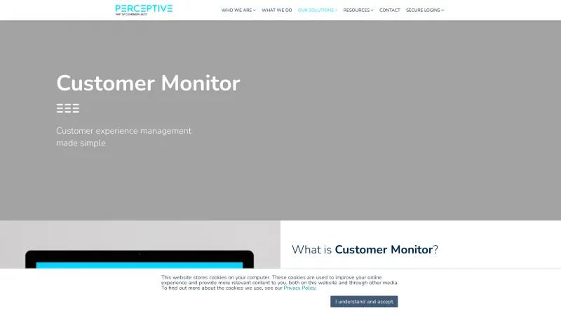 Homepage of Customer Monitor