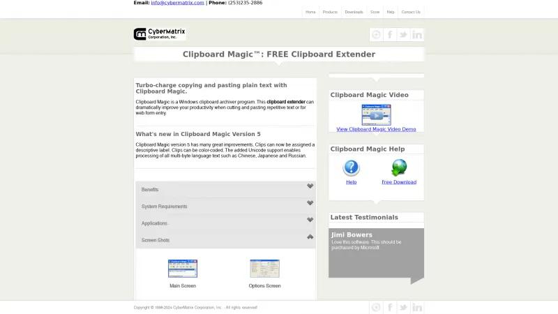 Homepage of Clipboard Magic