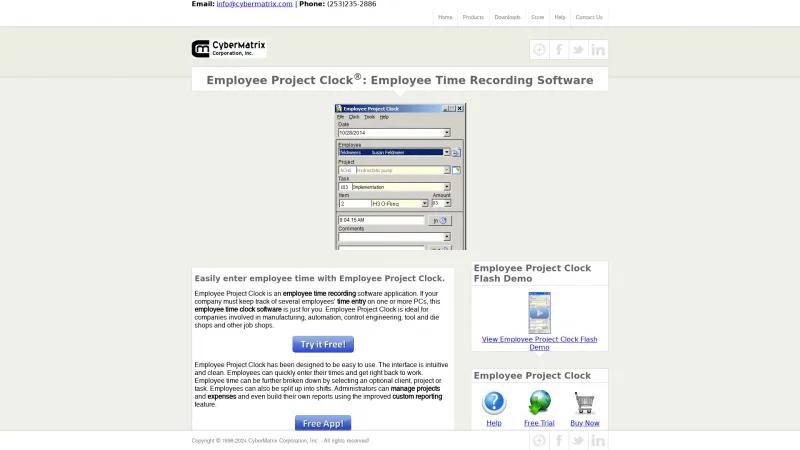 Homepage of CyberMatrix Employee Project Clock