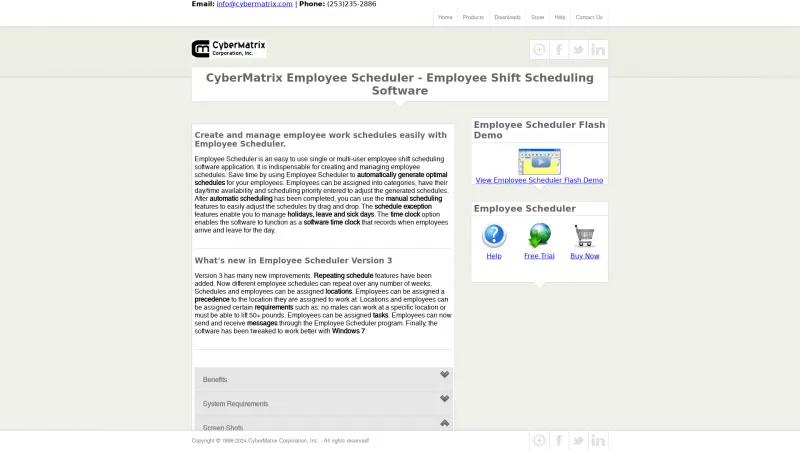 Homepage of CyberMatrix Employee Scheduler