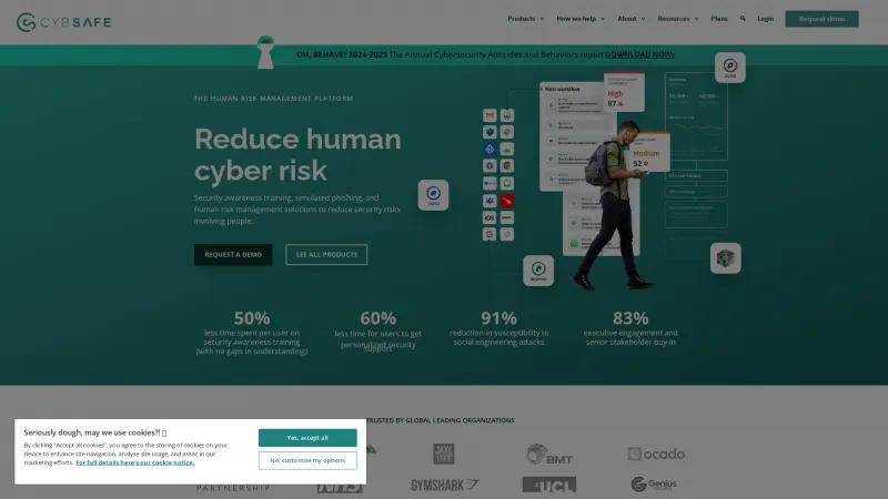 Homepage of CybSafe