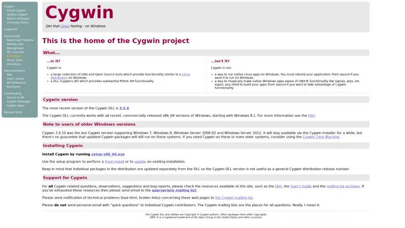 Homepage of Cygwin