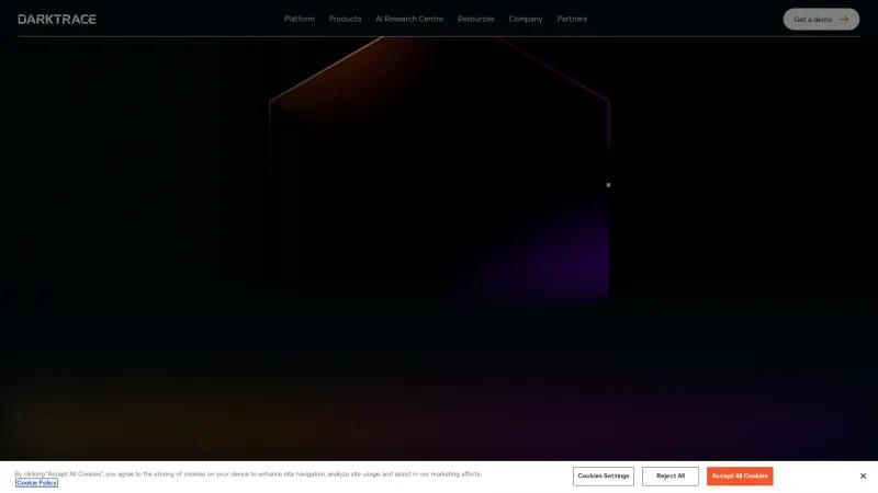 Homepage of Darktrace