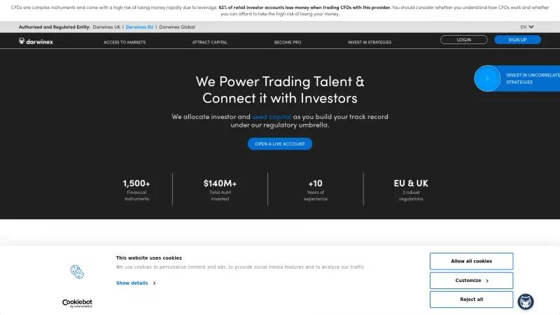 Homepage of Darwinex