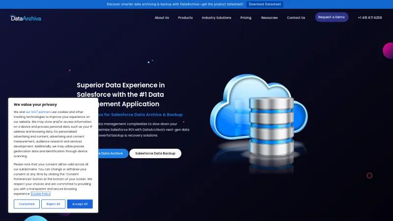 Homepage of DataArchiva