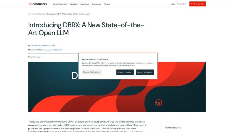 Homepage of DBRX