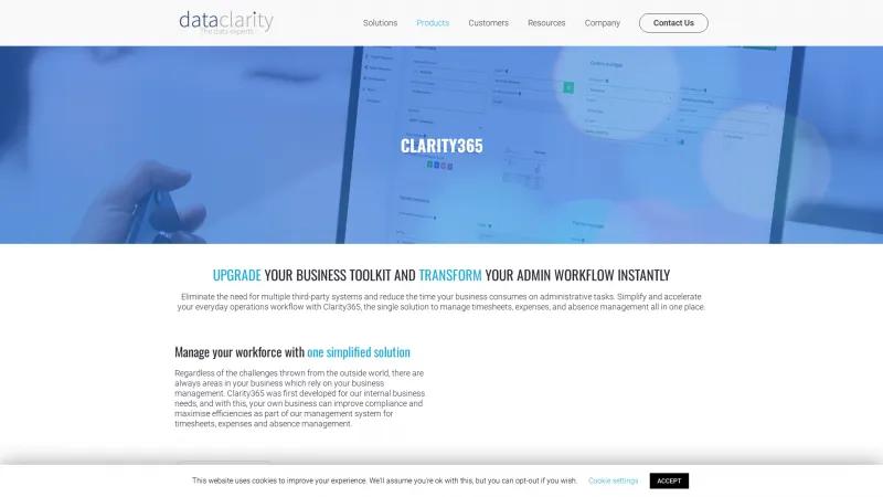 Homepage of Clarity365