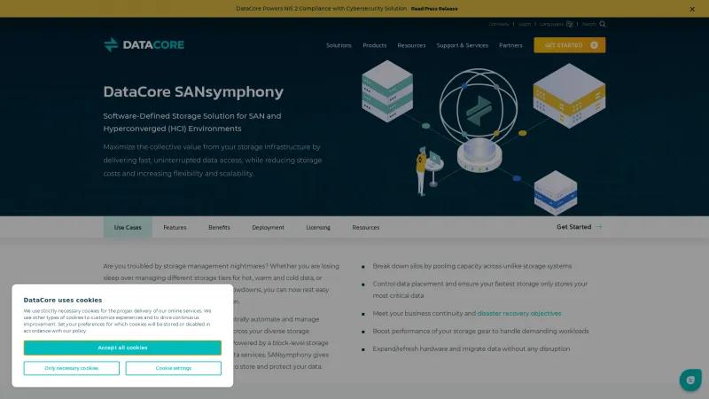 Homepage of DataCore SANsymphony