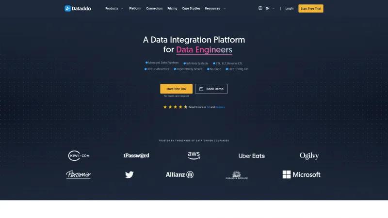 Homepage of Dataddo