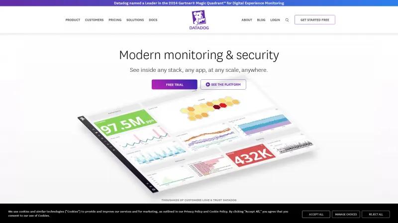 Homepage of Datadog