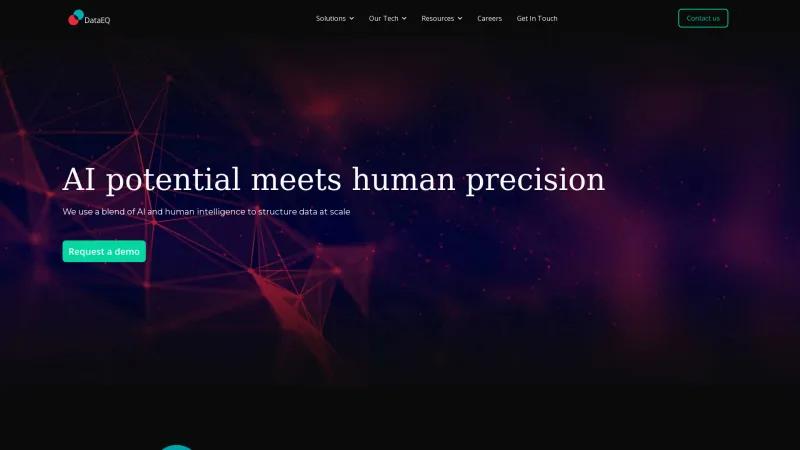 Homepage of DataEQ