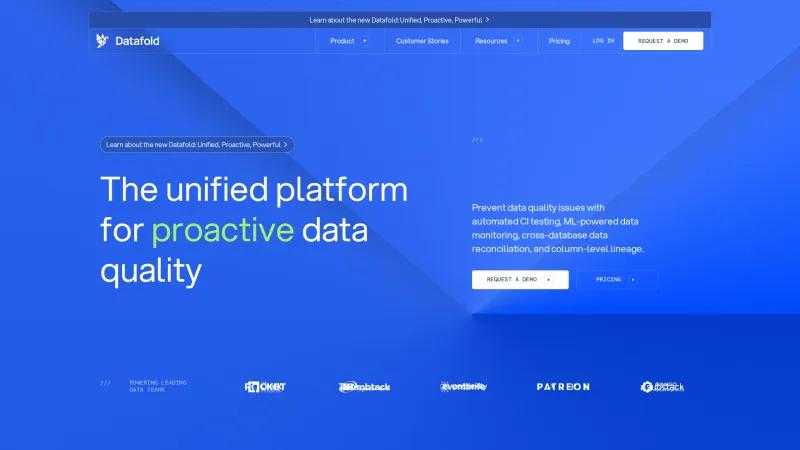 Homepage of Datafold