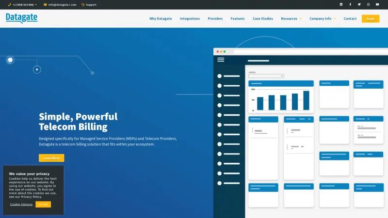 Homepage of Datagate Telecom Billing