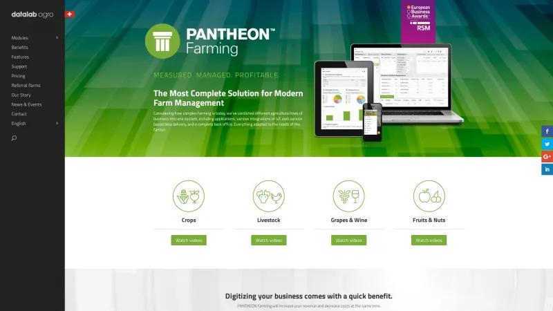 Homepage of PANTHEON Farming