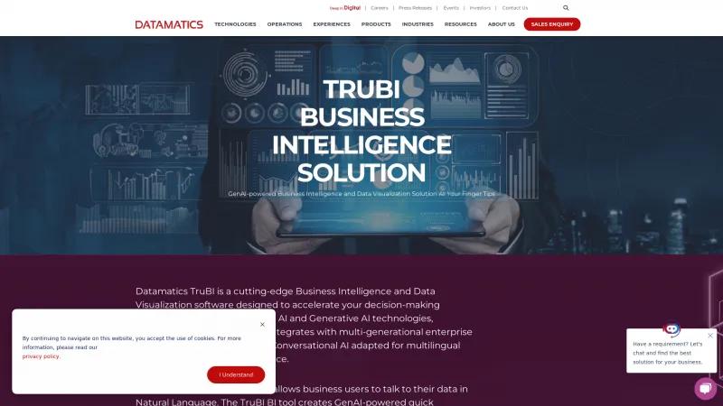 Homepage of Datamatics TruBI