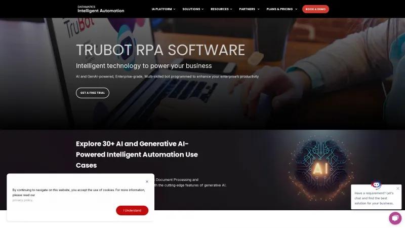 Homepage of Datamatics TruBot