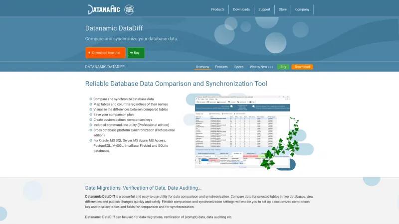 Homepage of Datanamic DataDiff