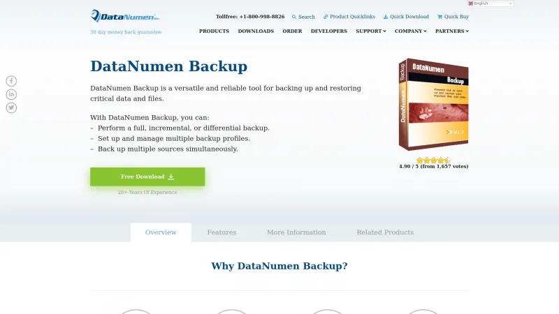 Homepage of DataNumen Backup