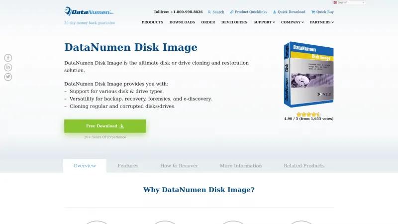 Homepage of DataNumen Disk Image