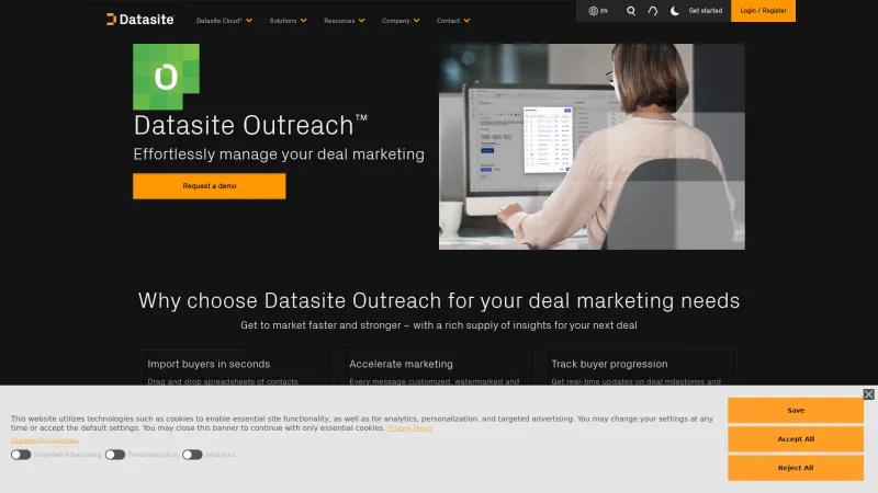 Homepage of Datasite Outreach