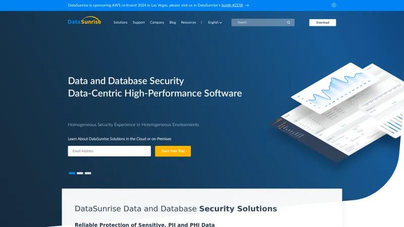 Homepage of DataSunrise Database Security