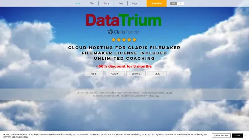 Homepage of DataTrium