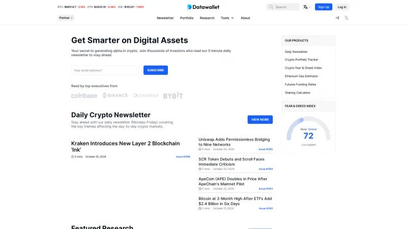 Homepage of Datawallet