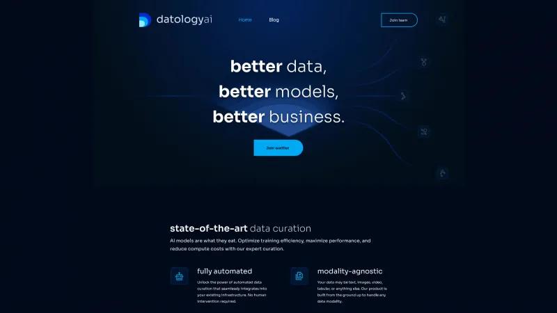 Homepage of DatologyAI