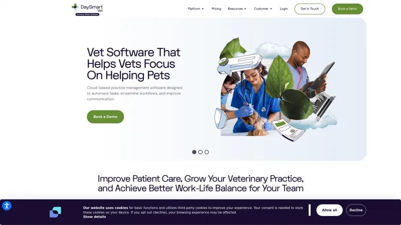 Homepage of DaySmart Vet