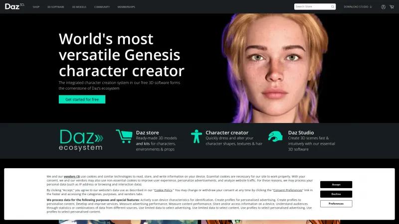 Homepage of Daz 3D