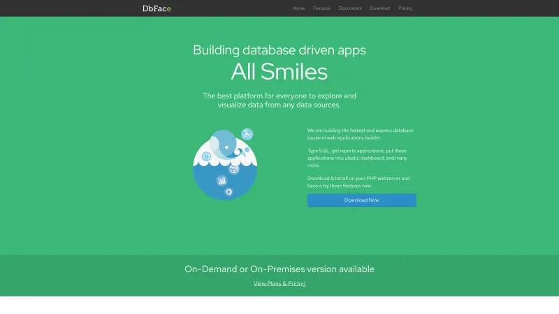 Homepage of DbFace