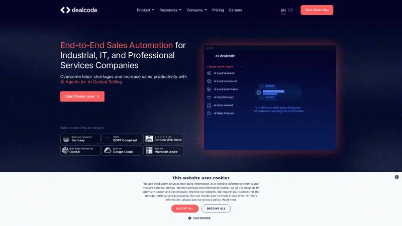 Homepage of Dealcode